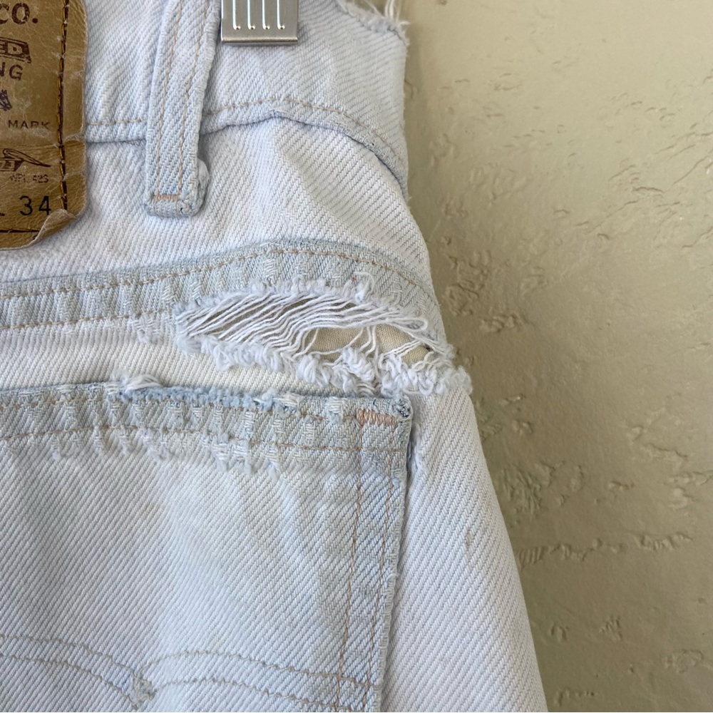 Vintage 70s Mens 32x34 Levi’s 550 Light Wash Orange Tab Distressed Denim Jeans - Picture 13 of 14